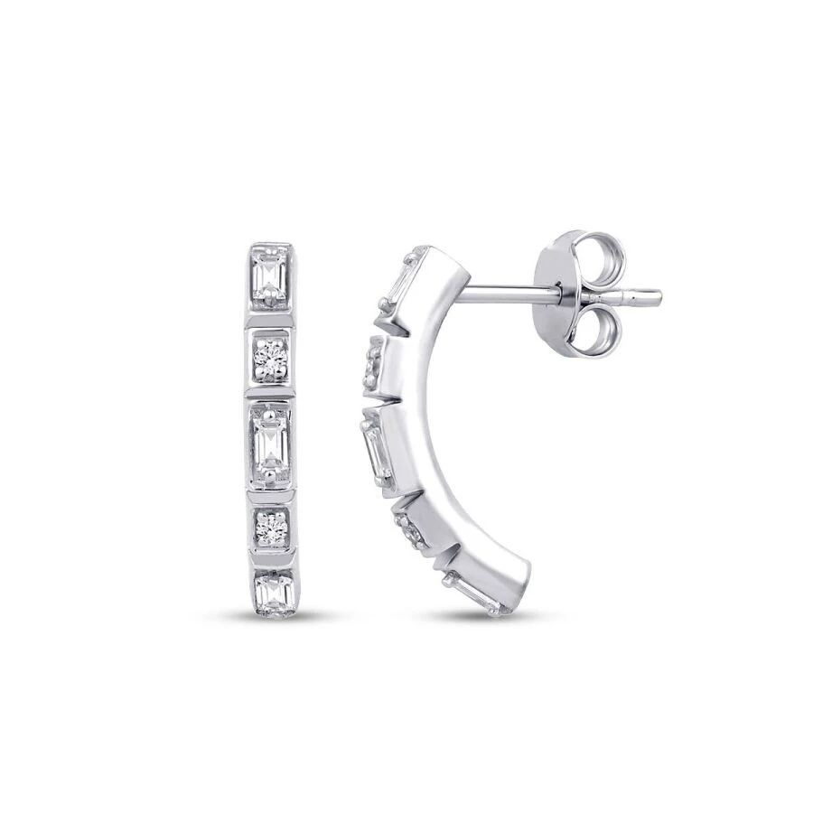 0.25 Karat Pırlanta Baget Trend Küpe - 1