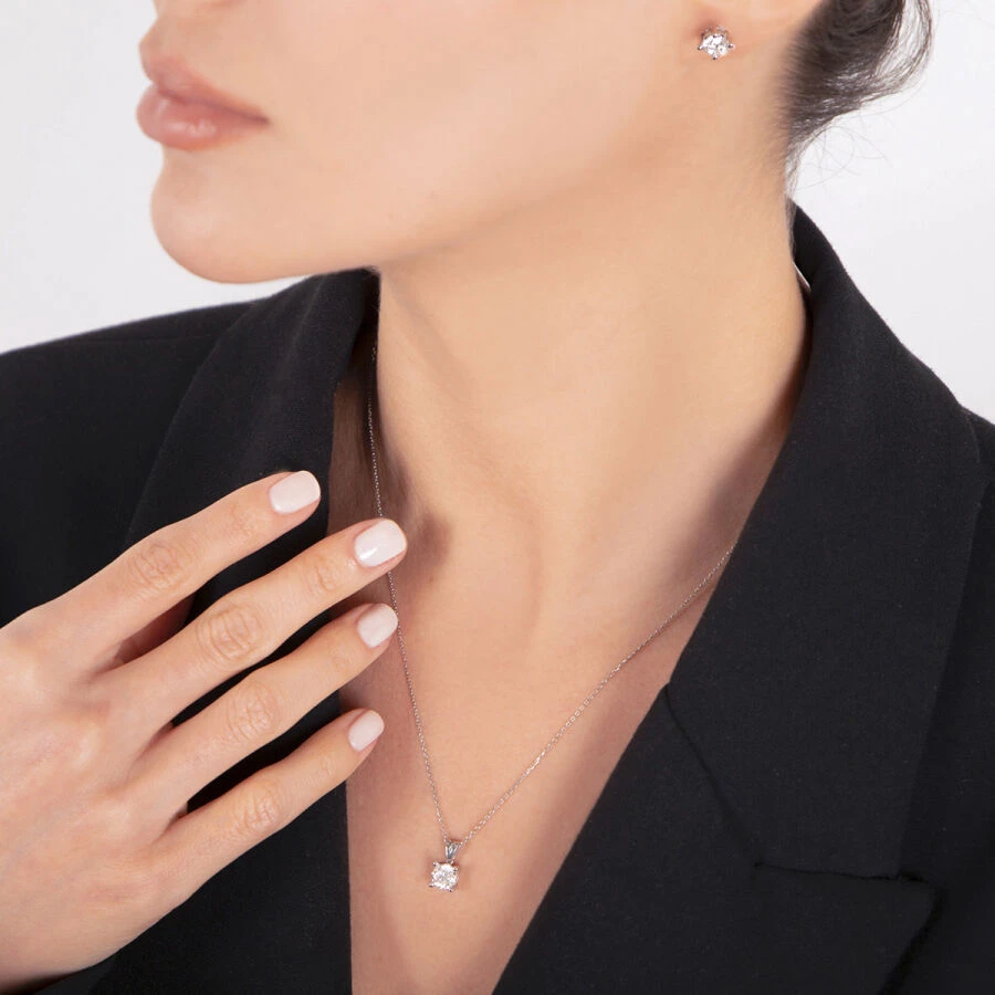 0.25 Karat Pırlanta Tektaş Kolye - 4