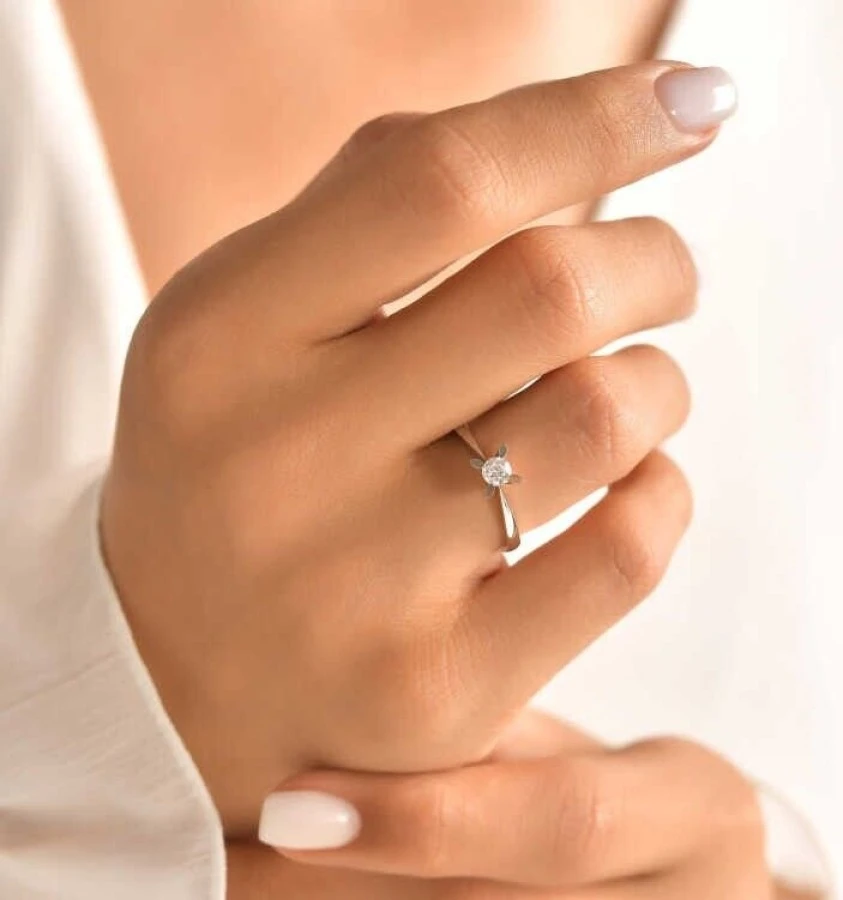 0.25 Karat Pırlanta Tektaş Yüzük - 3