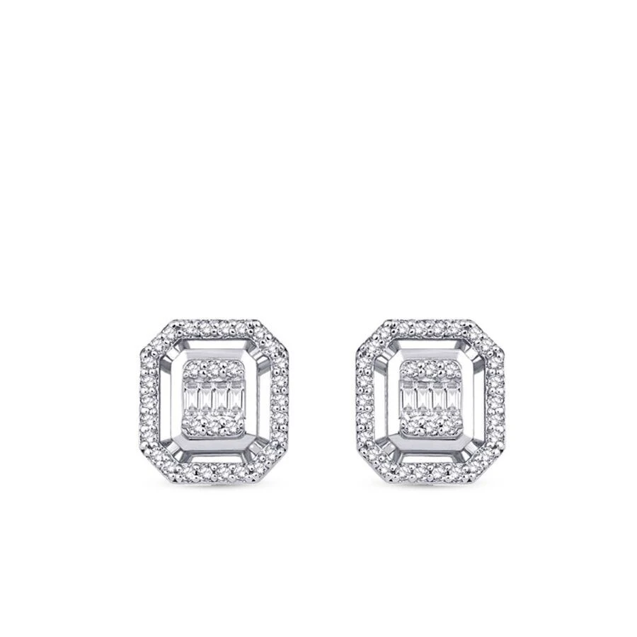 0.26 Karat Pırlanta Baget Küpe - 2