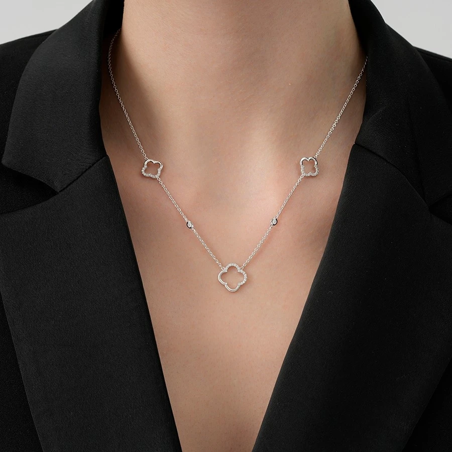 0.26 Karat Pırlanta Yonca Kolye - 3