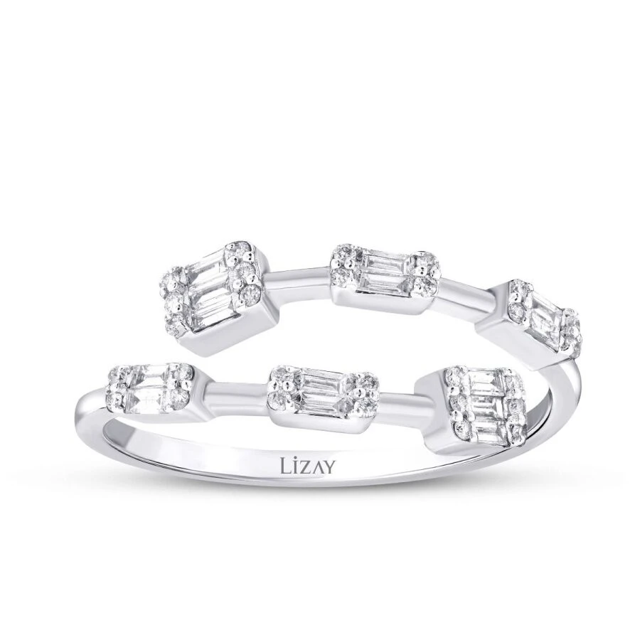 0.27 Karat Pırlanta Baget Yüzük - 1