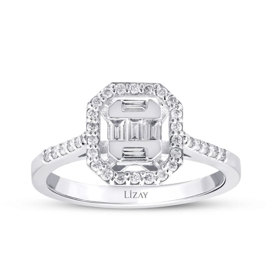 0.27 Karat Pırlanta Baget Yüzük - 1