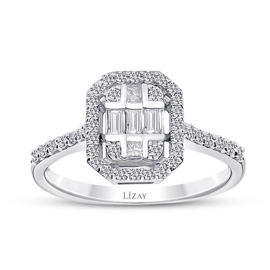 0.28 Karat Pırlanta Baget Yüzük - 1