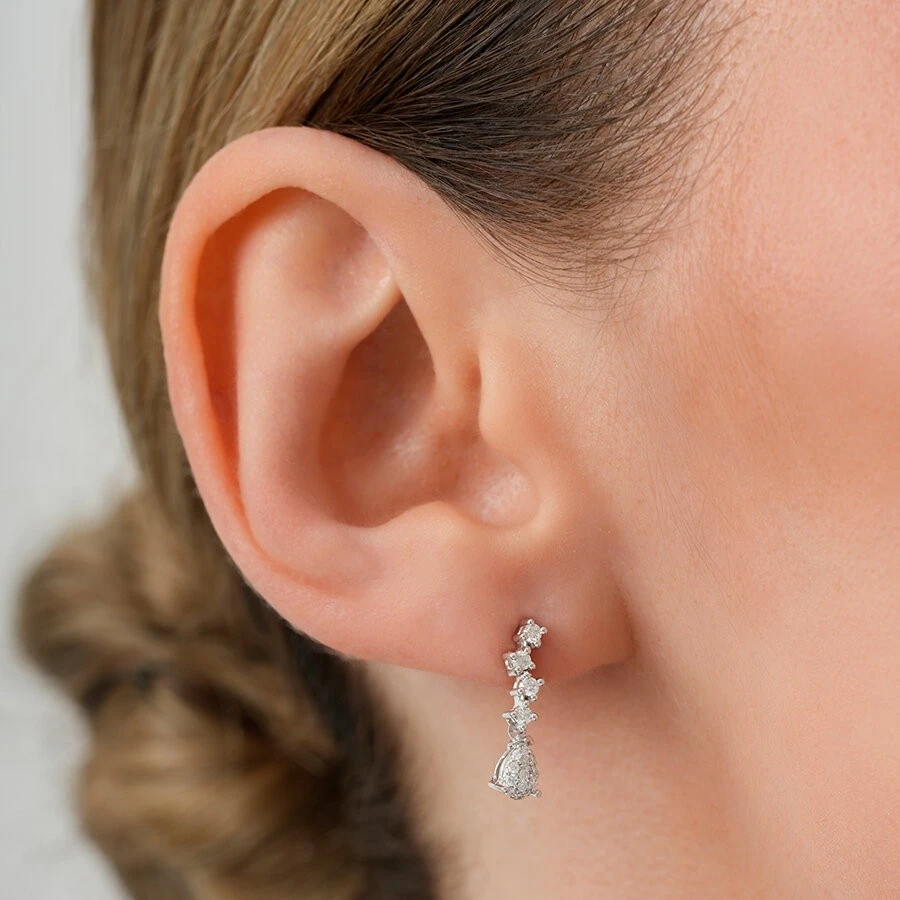 0.28 Karat Pırlanta Damla Trend Küpe - 3