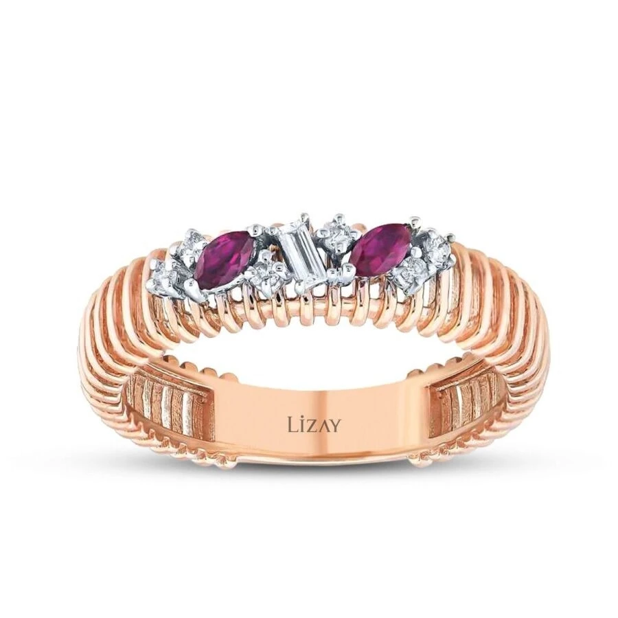 0.29 Karat Pırlanta Yakut Yüzük - 1