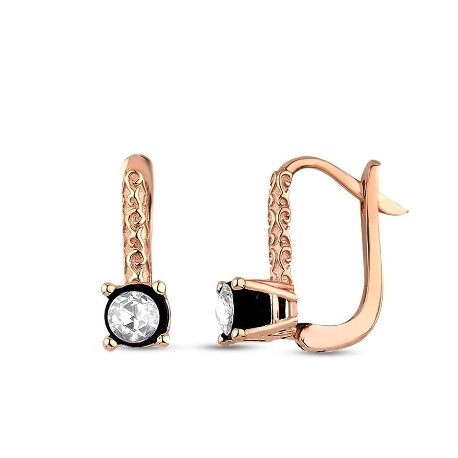 0.30 Karat Elmas Tektaş Küpe - 1