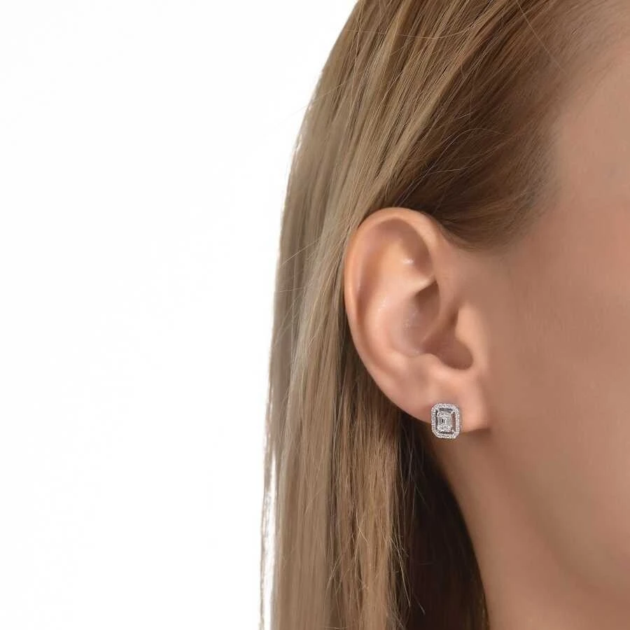 0.30 Karat Pırlanta Baget Küpe - 3