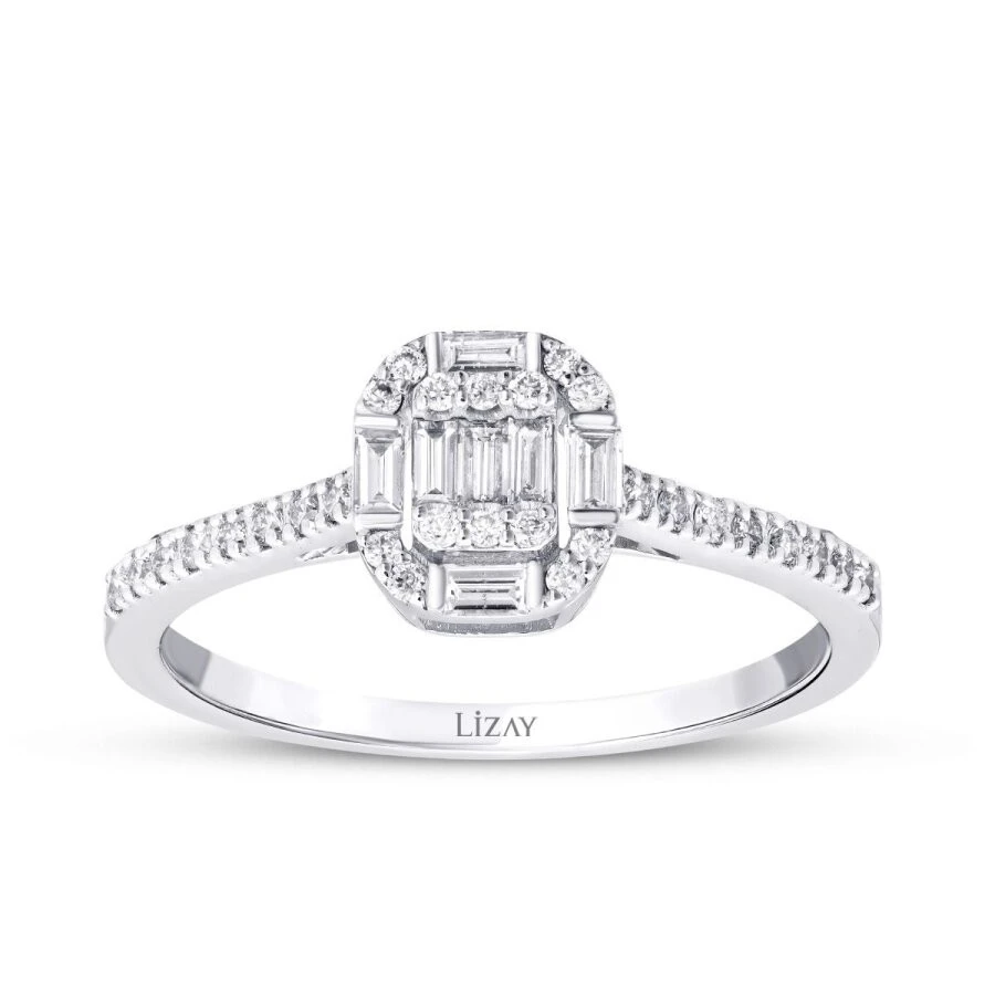 0.30 Karat Pırlanta Baget Yüzük - 1