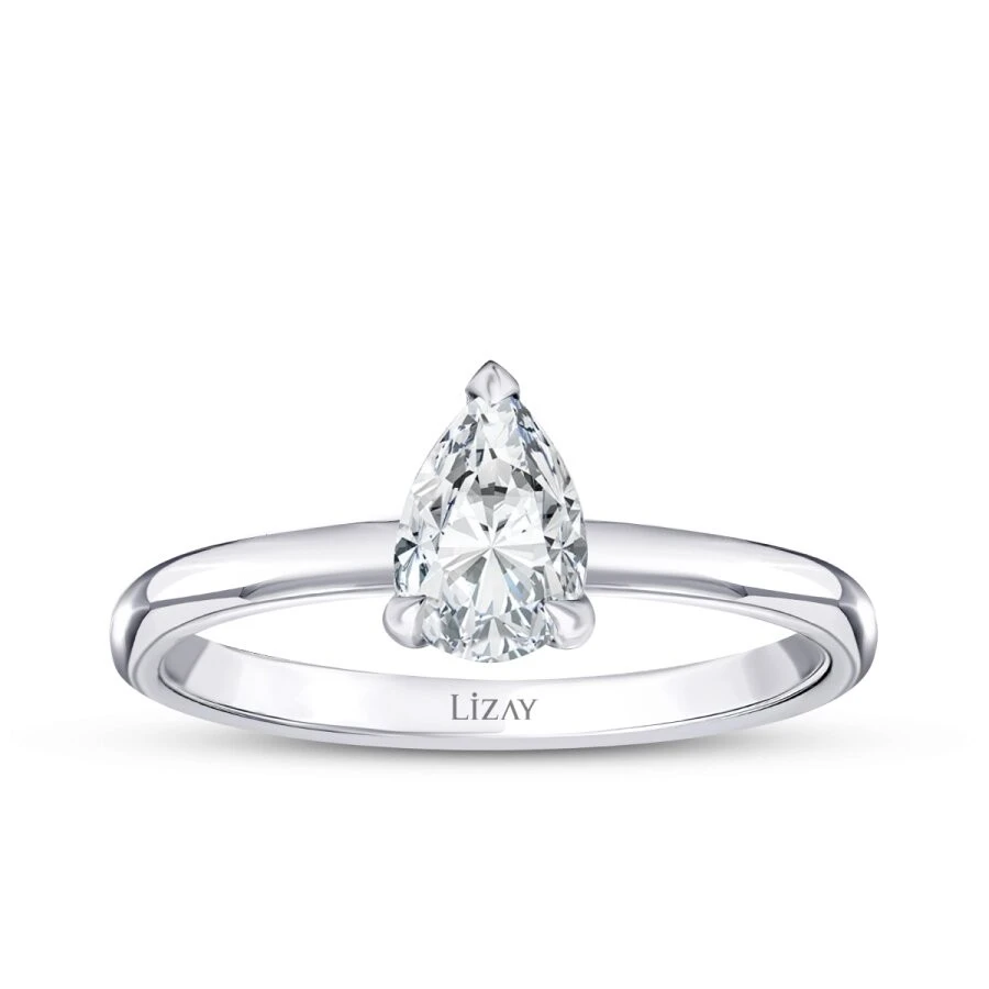 0.30 Karat Pırlanta Damla Tektaş Yüzük - 1