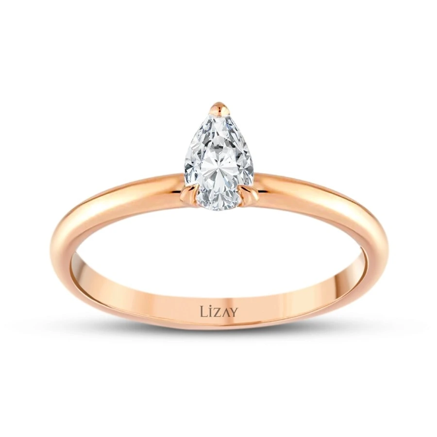 0.30 Karat Pırlanta Damla Tektaş Yüzük - 1