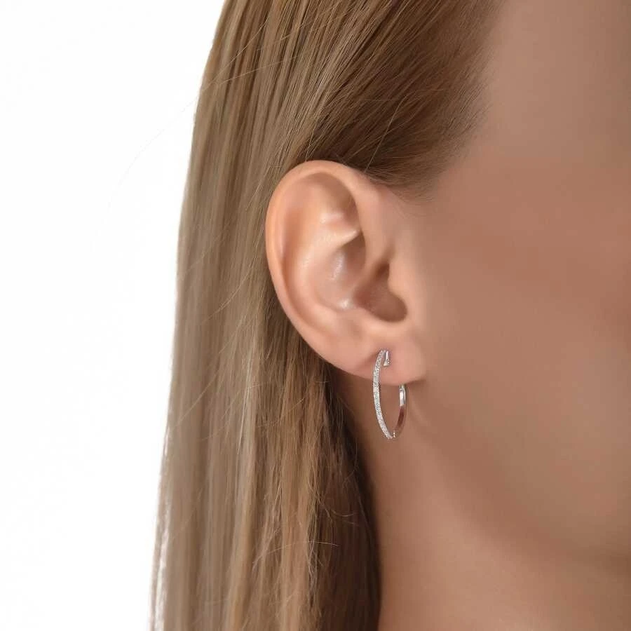 0.30 Karat Pırlanta Halka Küpe - 3