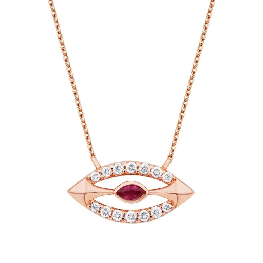 0.31 Karat Pırlanta Yakut Kolye - 1