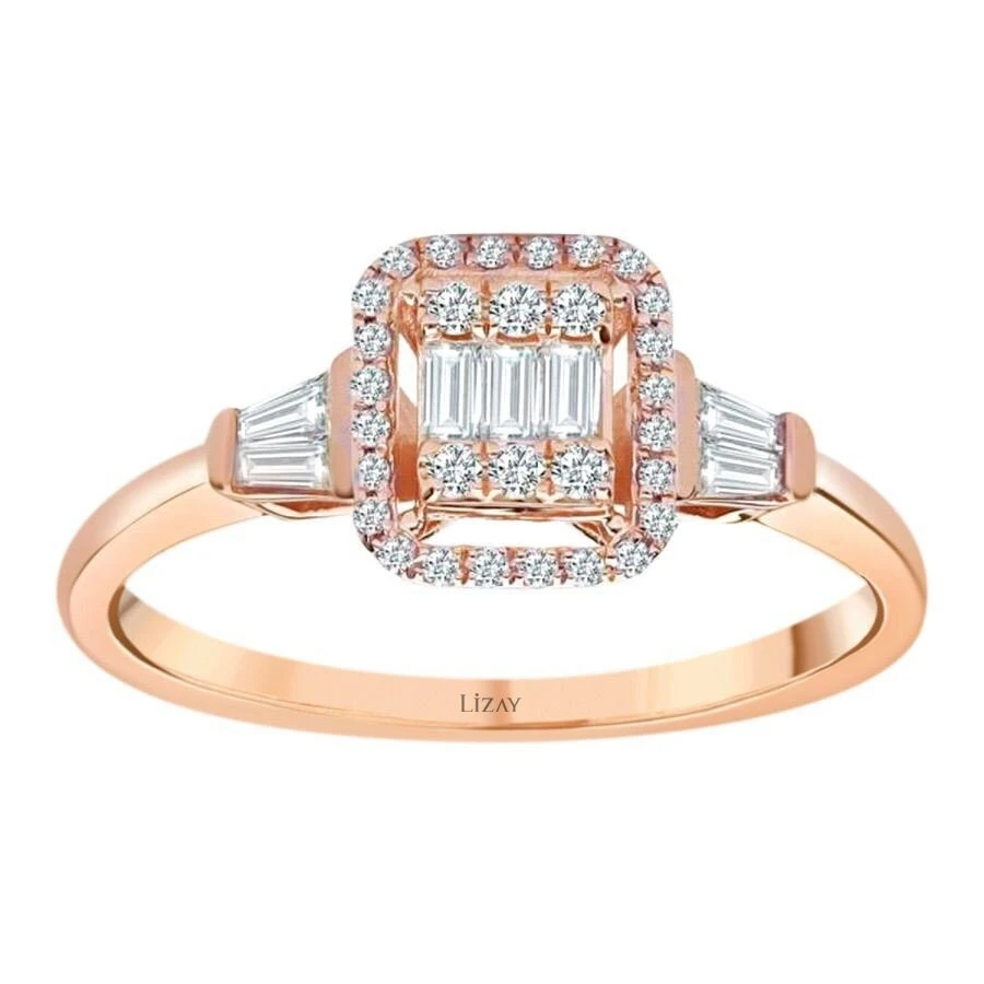 0.32 Karat Pırlanta Baget Yüzük - 1