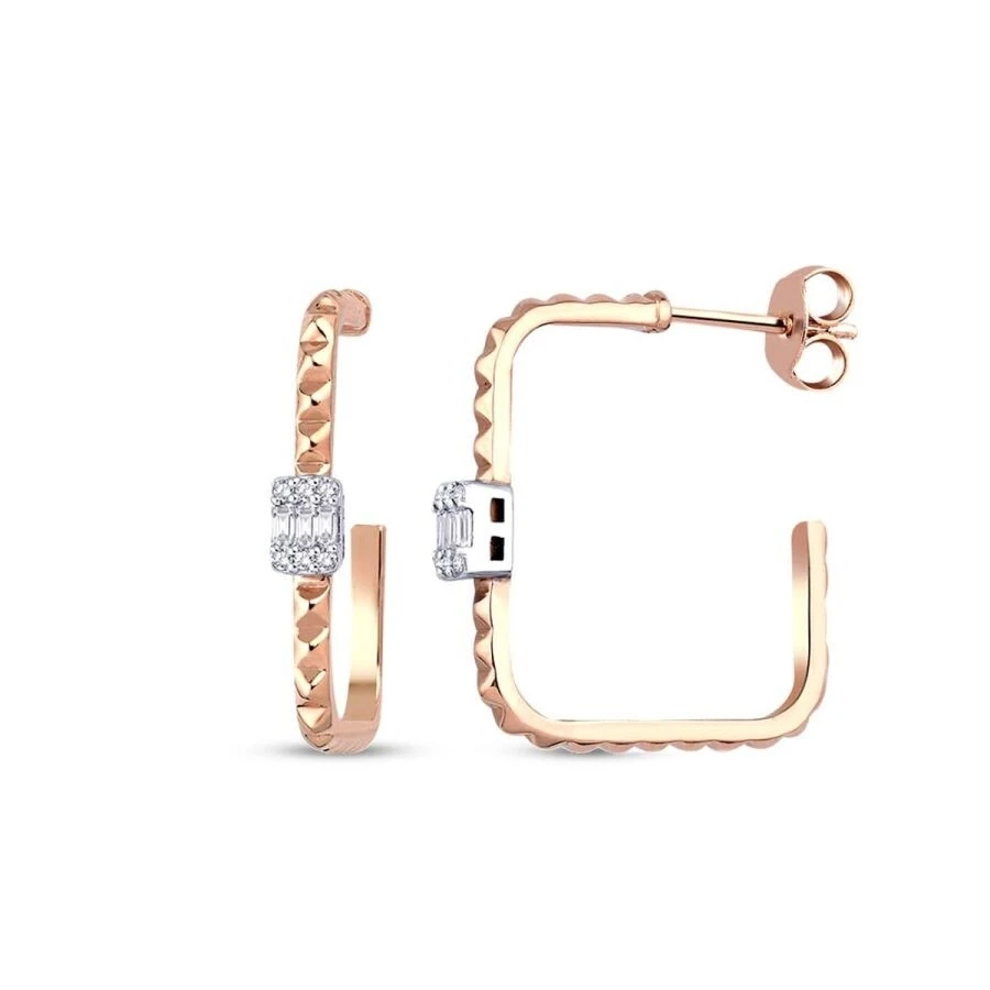 0.32 Karat Pırlanta Bagetli Trend Küpe - 1