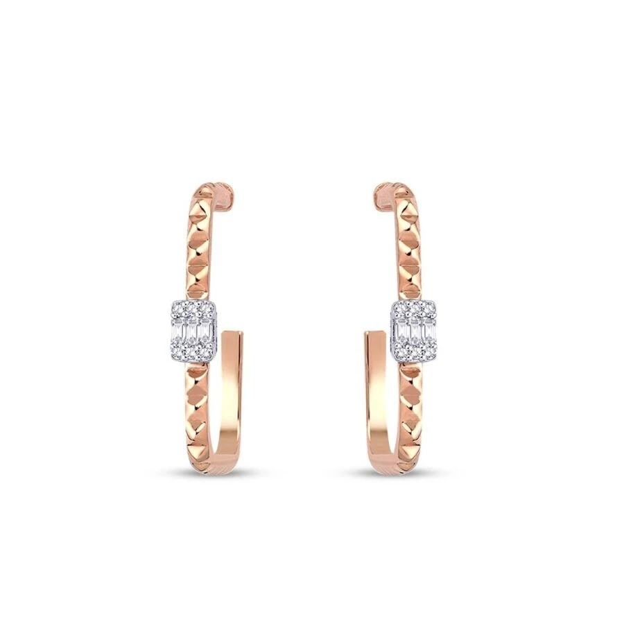 0.32 Karat Pırlanta Bagetli Trend Küpe - 2