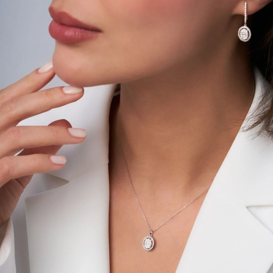 0.33 Karat Pırlanta Oval Kolye - 3
