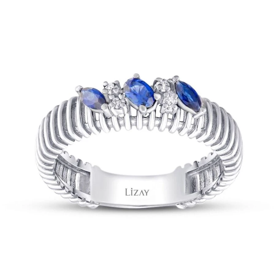 0.33 Karat Pırlanta Safir Yüzük - 1