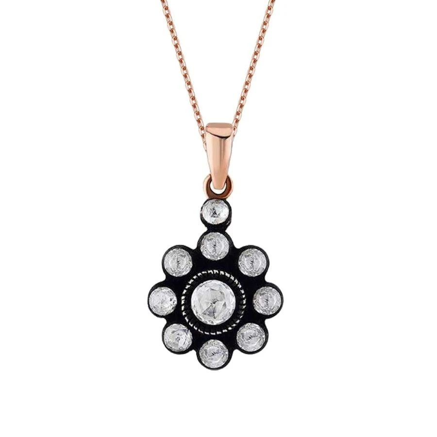 0.34 Karat Elmas Gül Kolye - 2