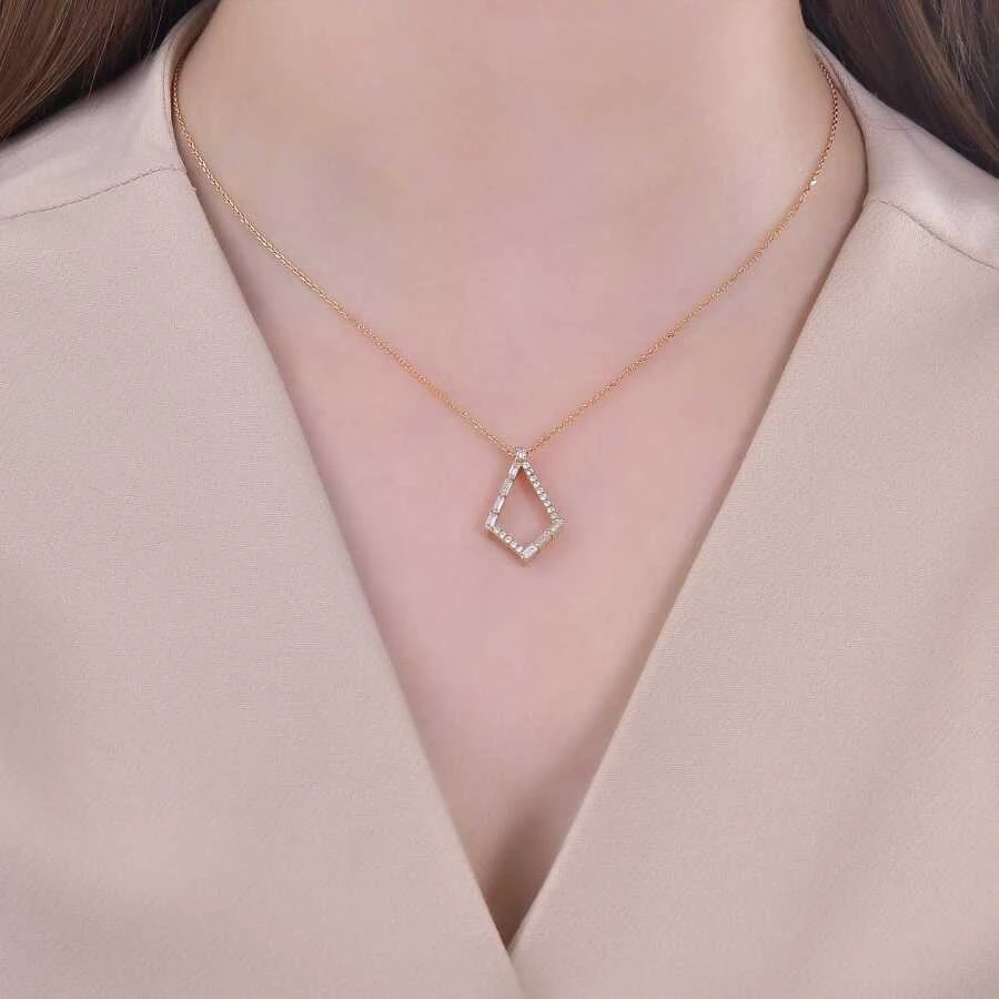 0.34 Karat Pırlanta Baget Kolye - 3