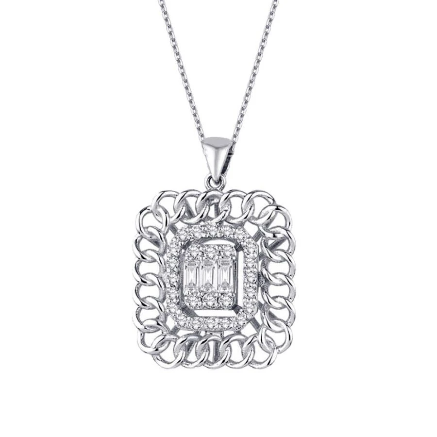 0.34 Karat Pırlanta Baget Kolye - 2