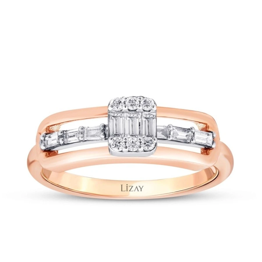 0.34 Karat Pırlanta Baget Yüzük - 1