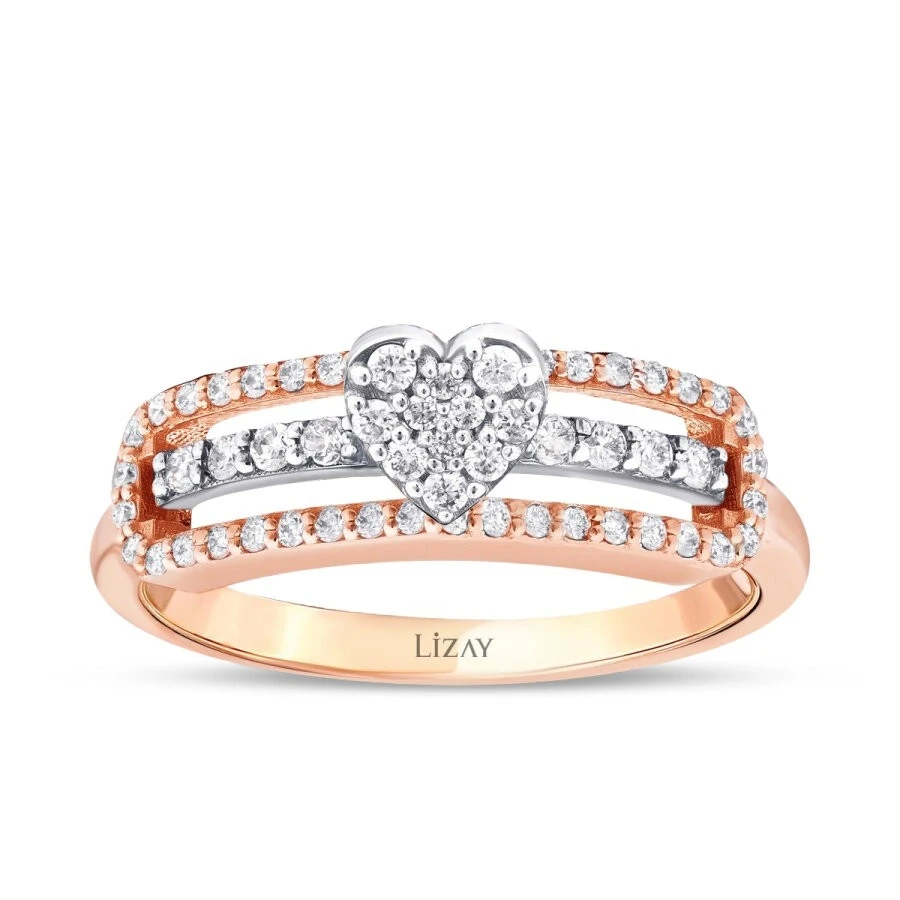 0.34 Karat Pırlanta Kalp Yüzük - 1