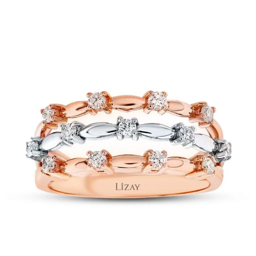 0.34 Karat Pırlanta Sıralı Yüzük - 1