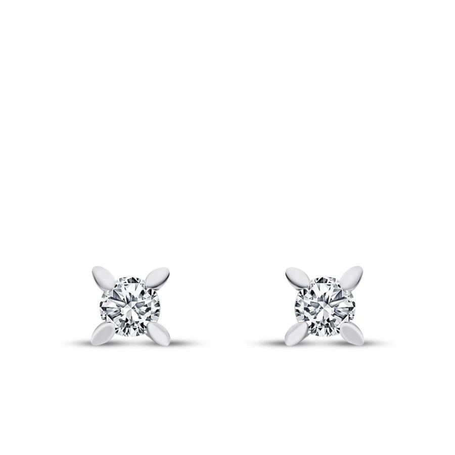 0.34 Karat Pırlanta Tektaş Küpe - 2