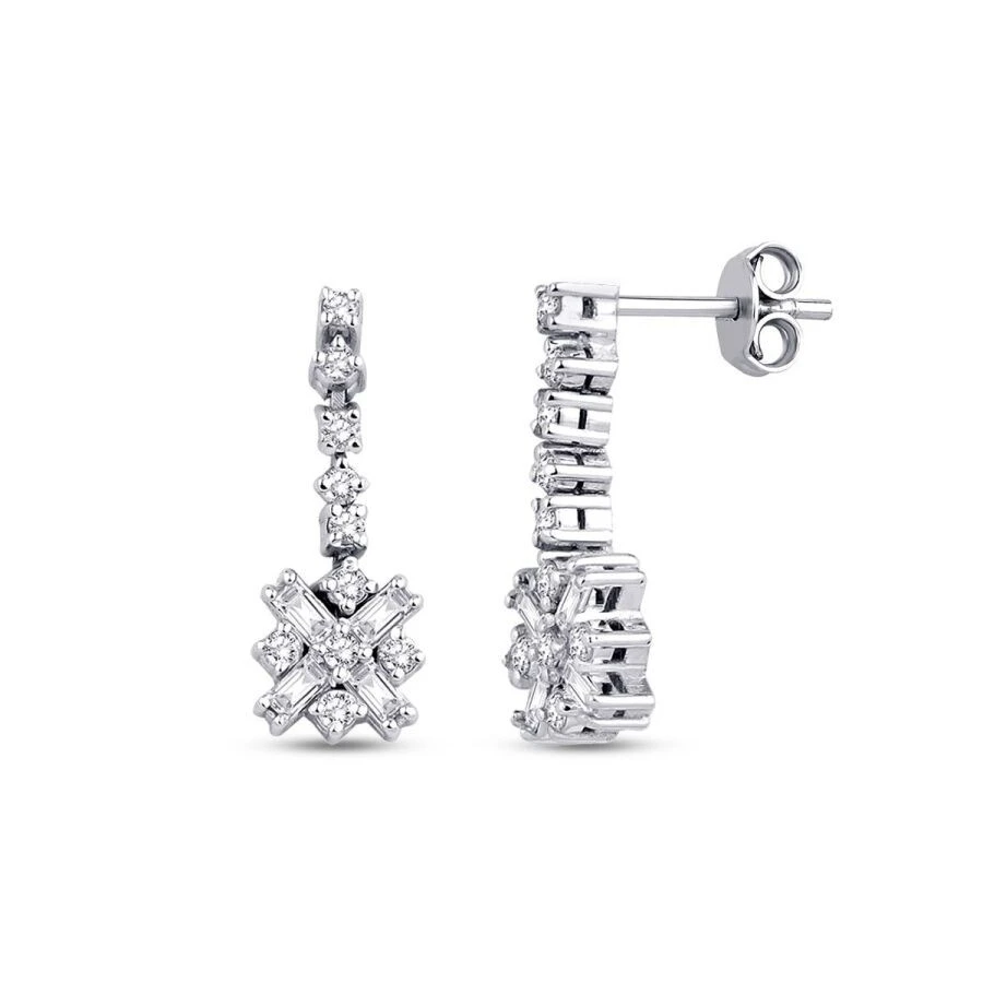 0.35 Karat Pırlanta Baget Küpe - 1