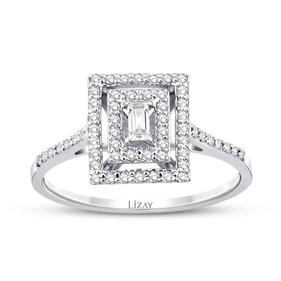 0.35 Karat Pırlanta Baget Yüzük - 1