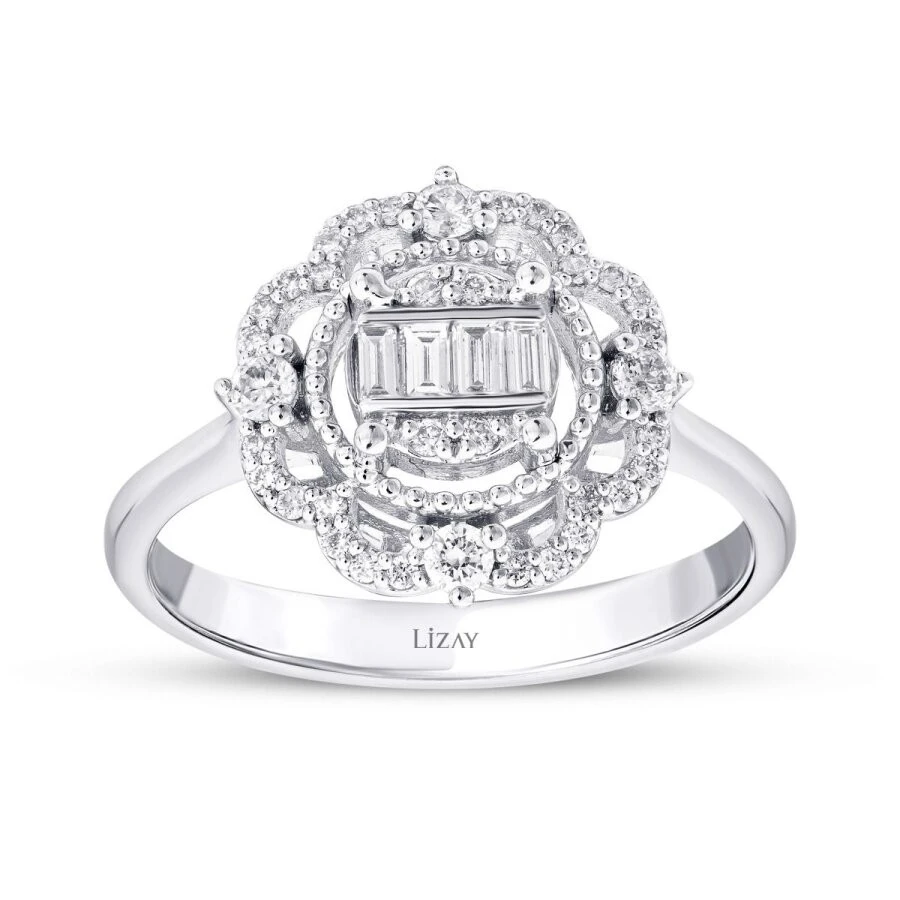 0.35 Karat Pırlanta Baget Yüzük - 1