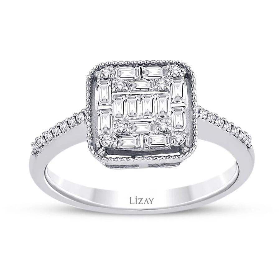 0.36 Karat Pırlanta Baget Yüzük - 1