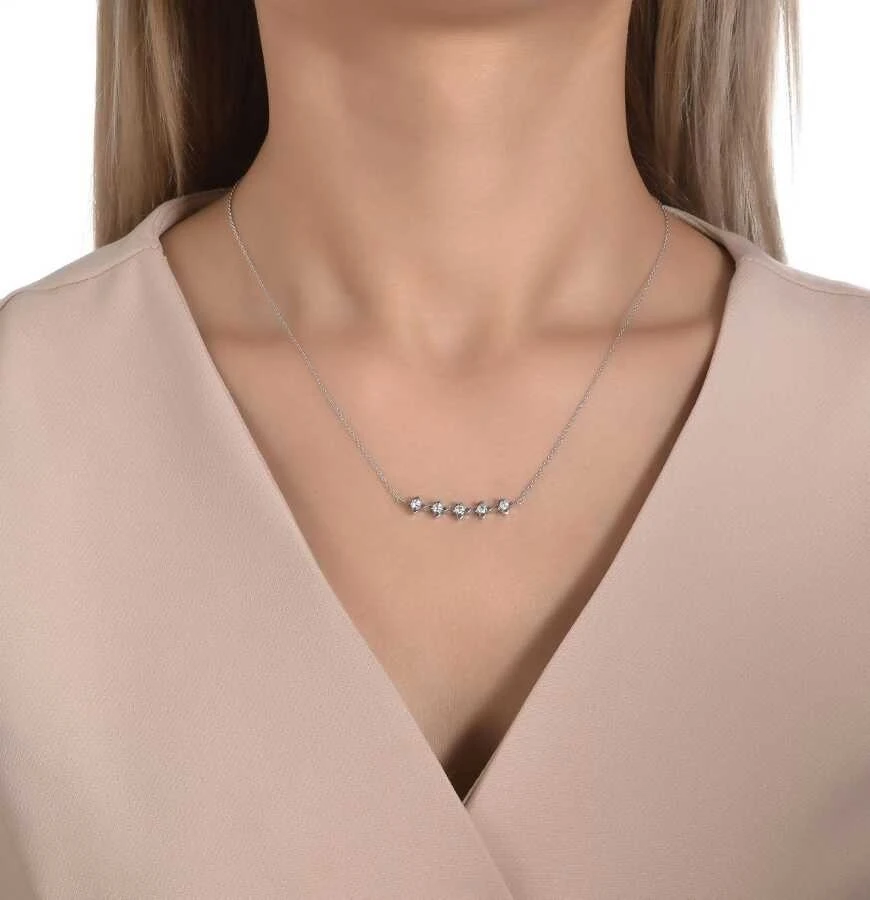 0.36 Karat Pırlanta Beştaş Kolye - 3