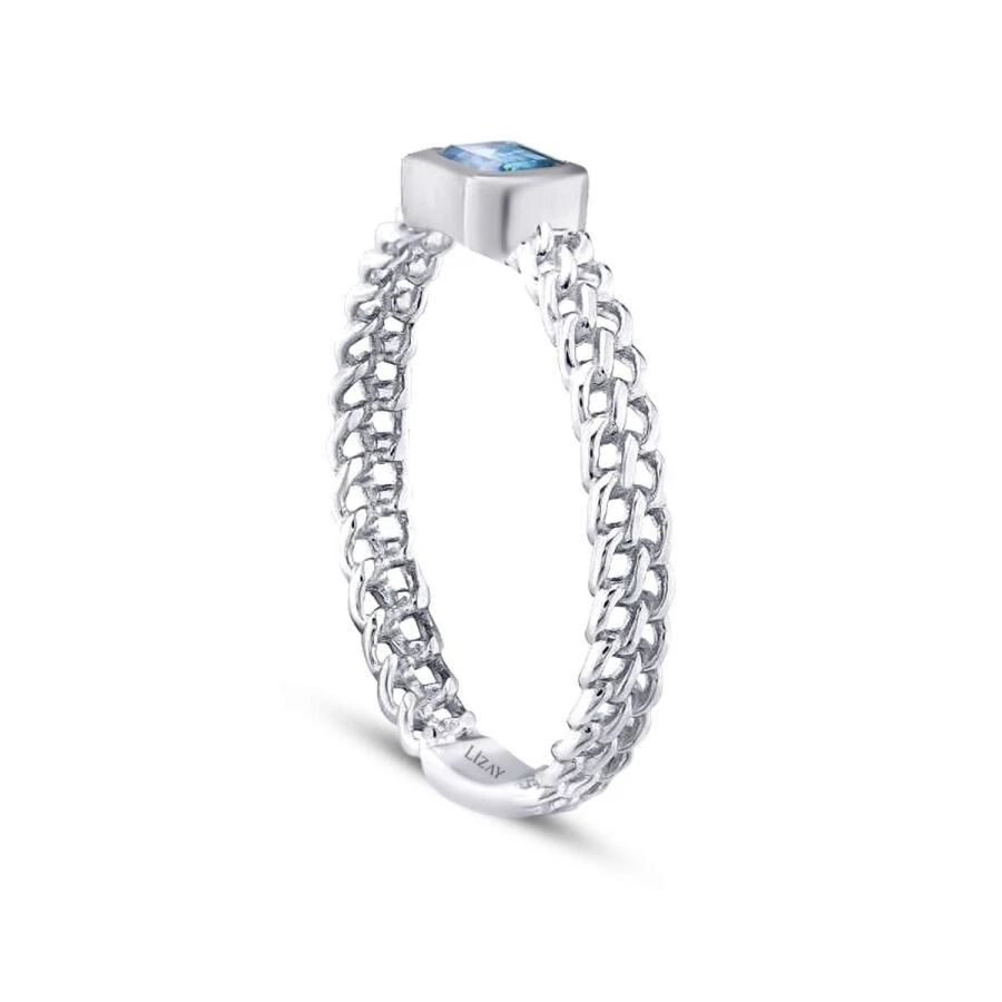 0.37 Karat Blue Topaz Baget Yüzük - 2