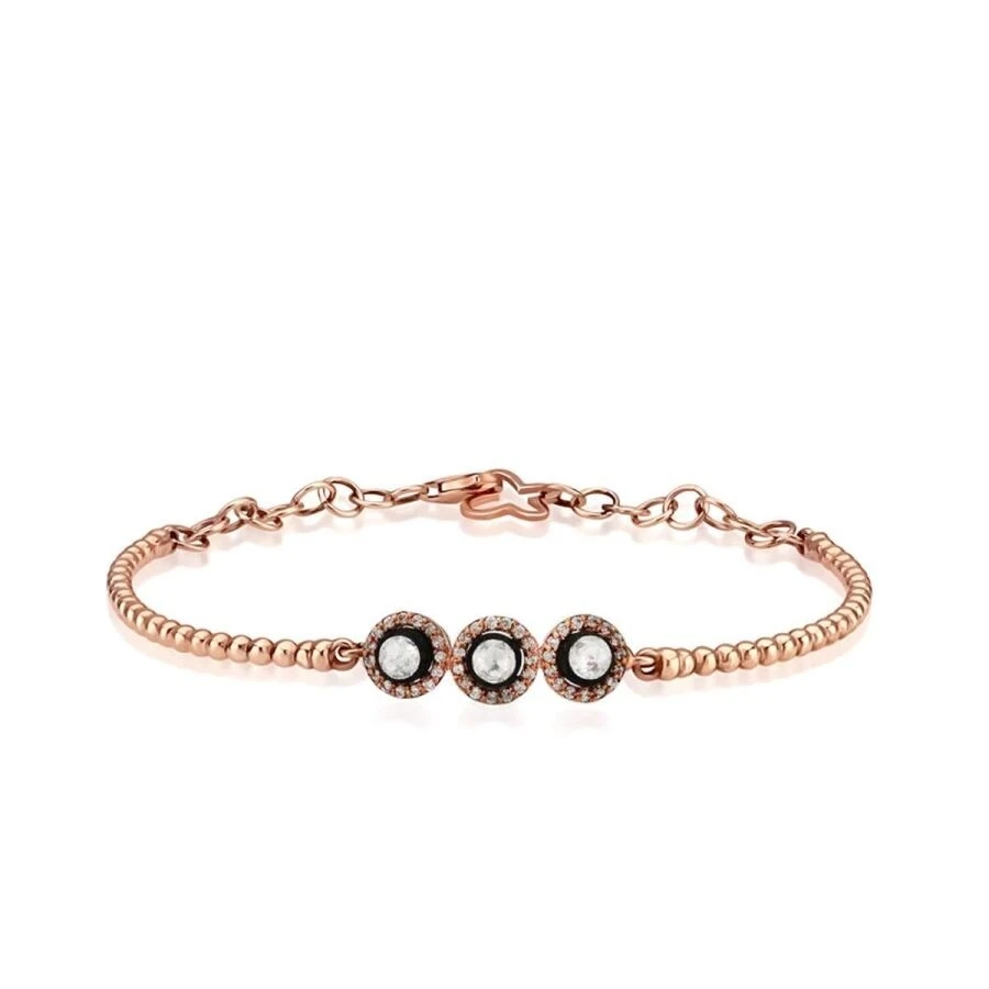 0.37 Karat Elmas Üç Taş Kelepçe - 1