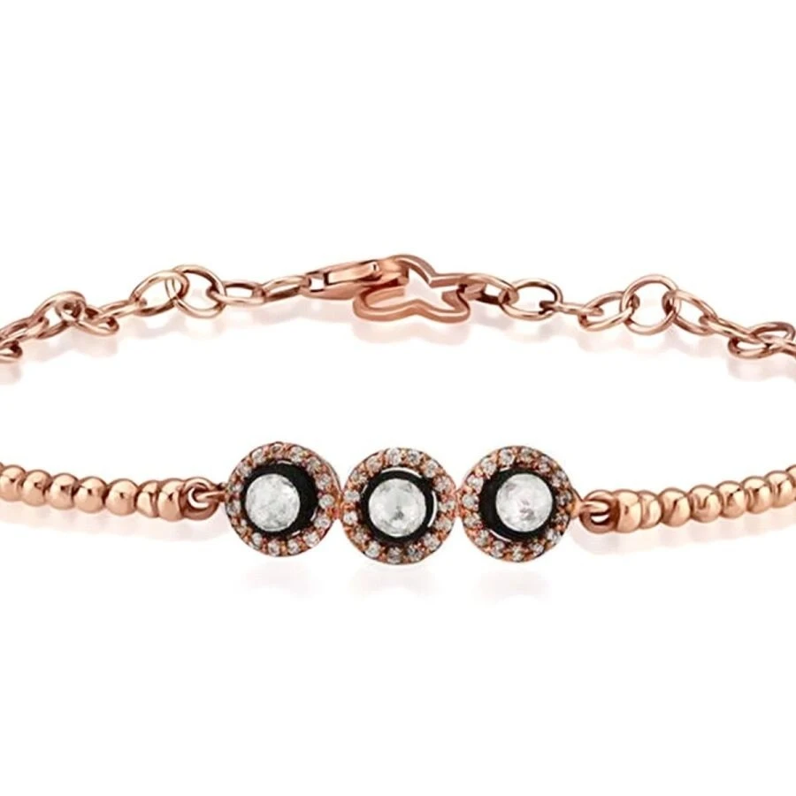 0.37 Karat Elmas Üç Taş Kelepçe - 2