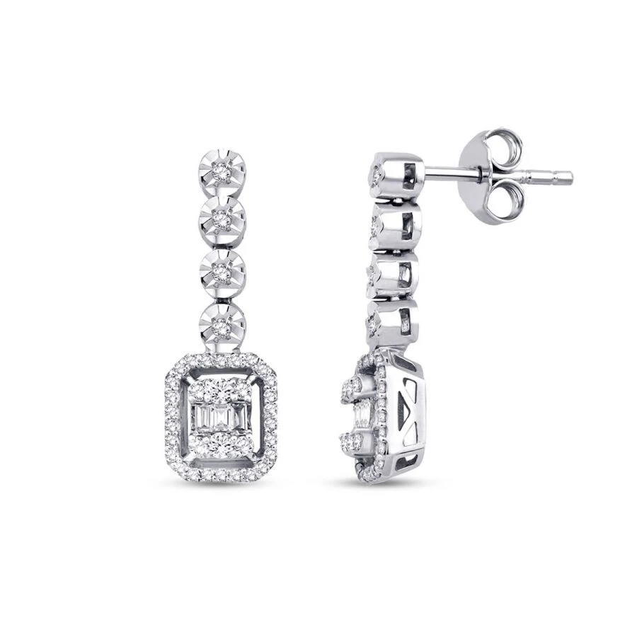 0.37 Karat Pırlanta Baget Küpe - 1