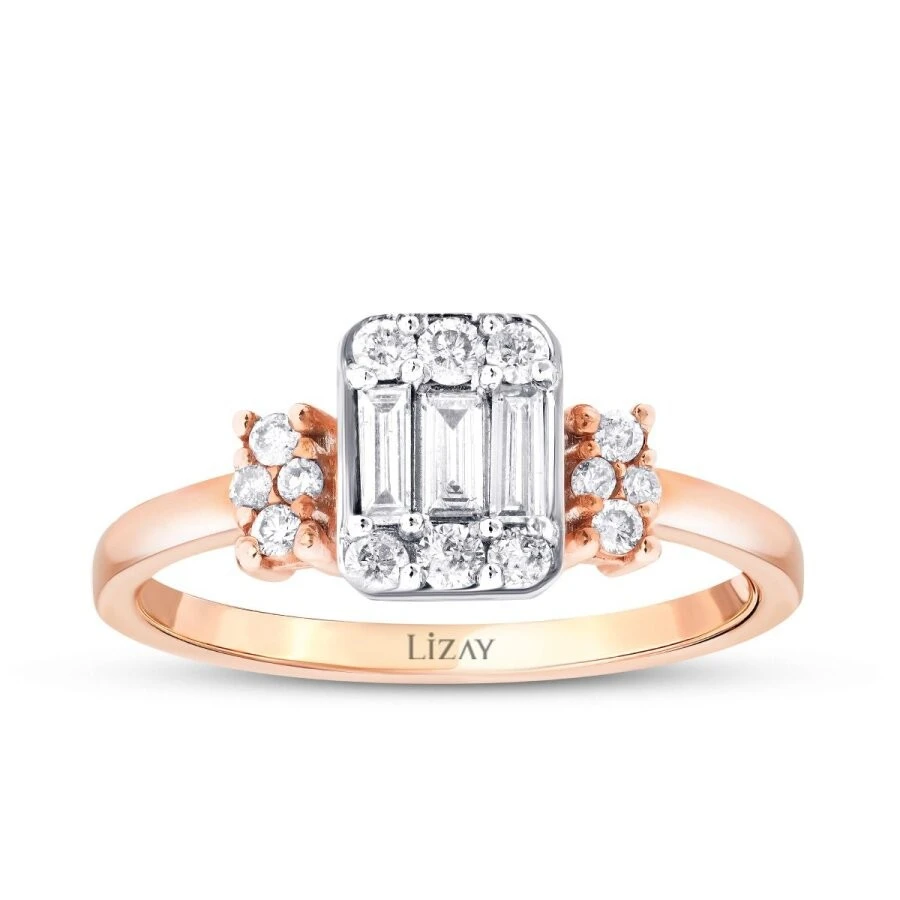 0.38 Karat Pırlanta Baget Yüzük - 1