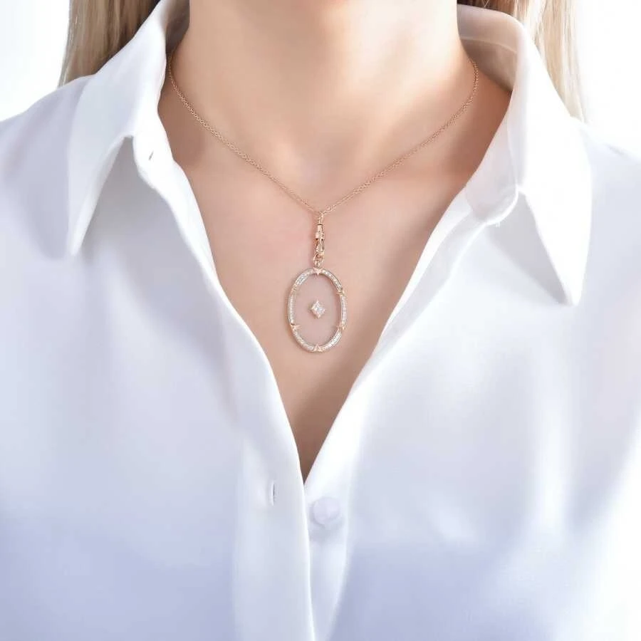 0.38 Karat Pırlanta Cam Kolye - 3