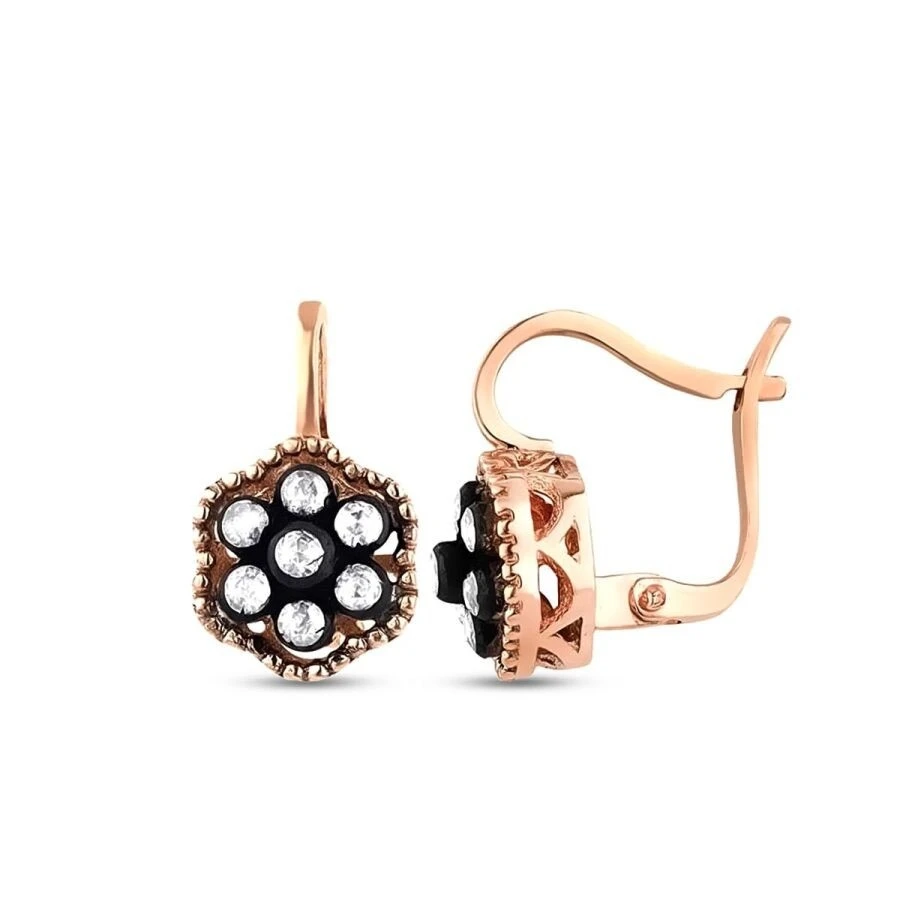 0.39 Karat Elmas Gül Küpe - 1