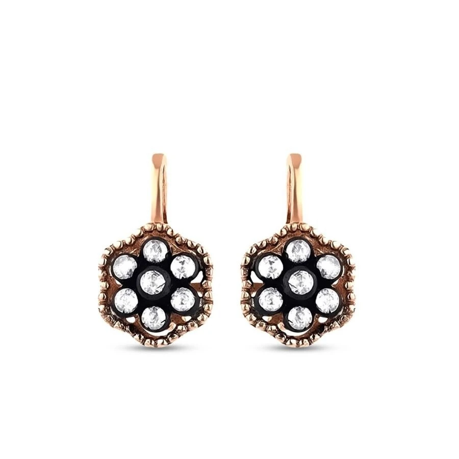 0.39 Karat Elmas Gül Küpe - 2