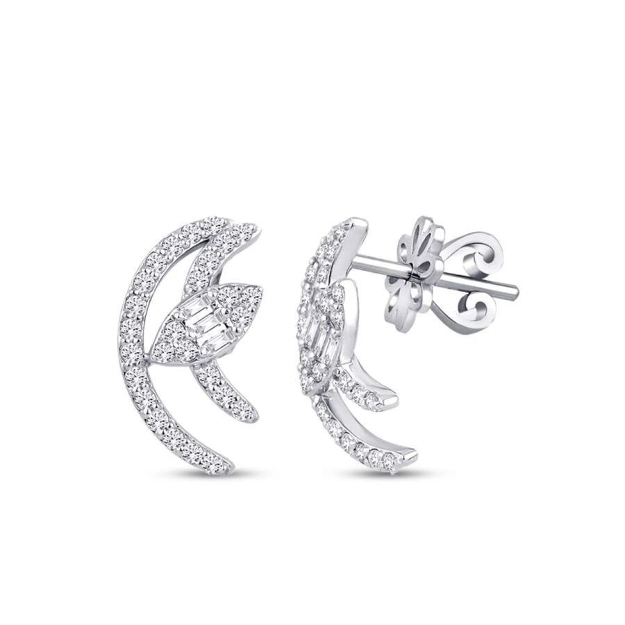 0.39 Karat Pırlanta Baget Küpe - 1