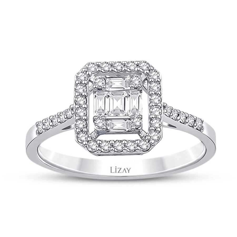 0.39 Karat Pırlanta Baget Yüzük - 1