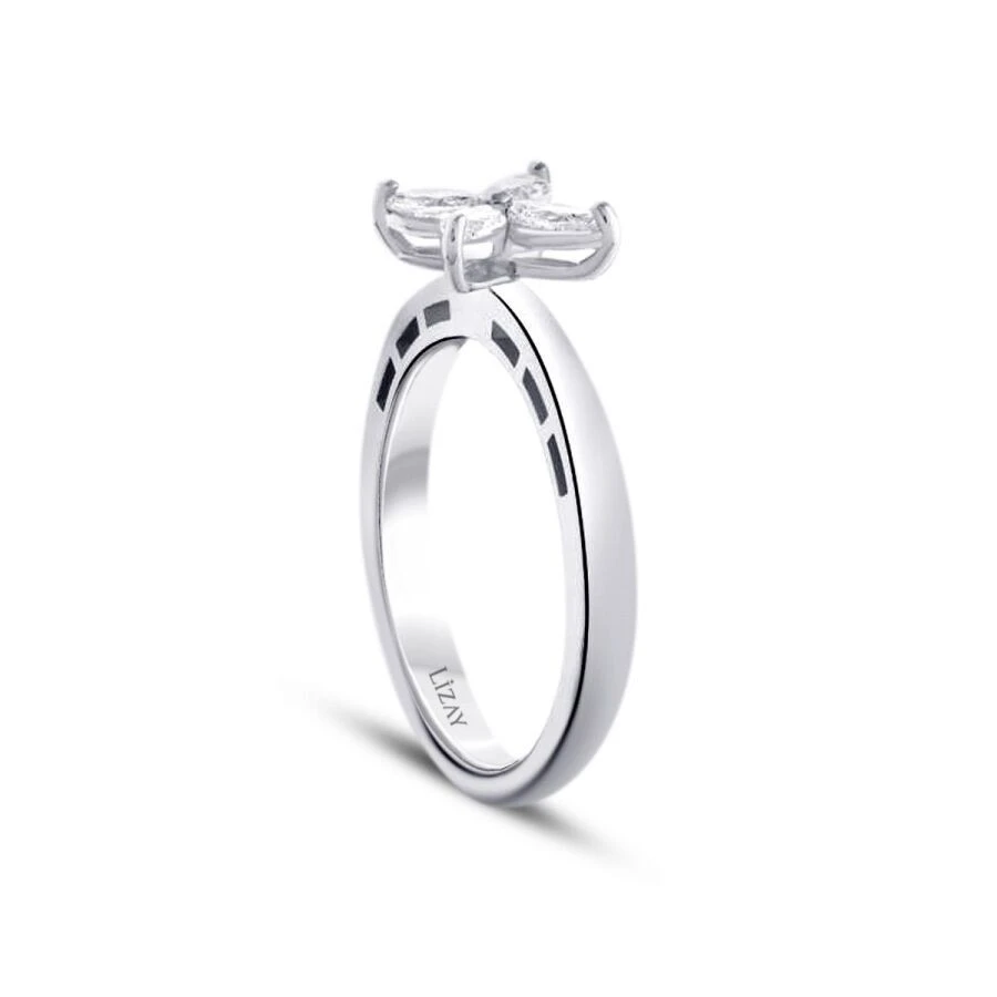 0.39 Karat Pırlanta Çiçek Markiz Yüzük - 2