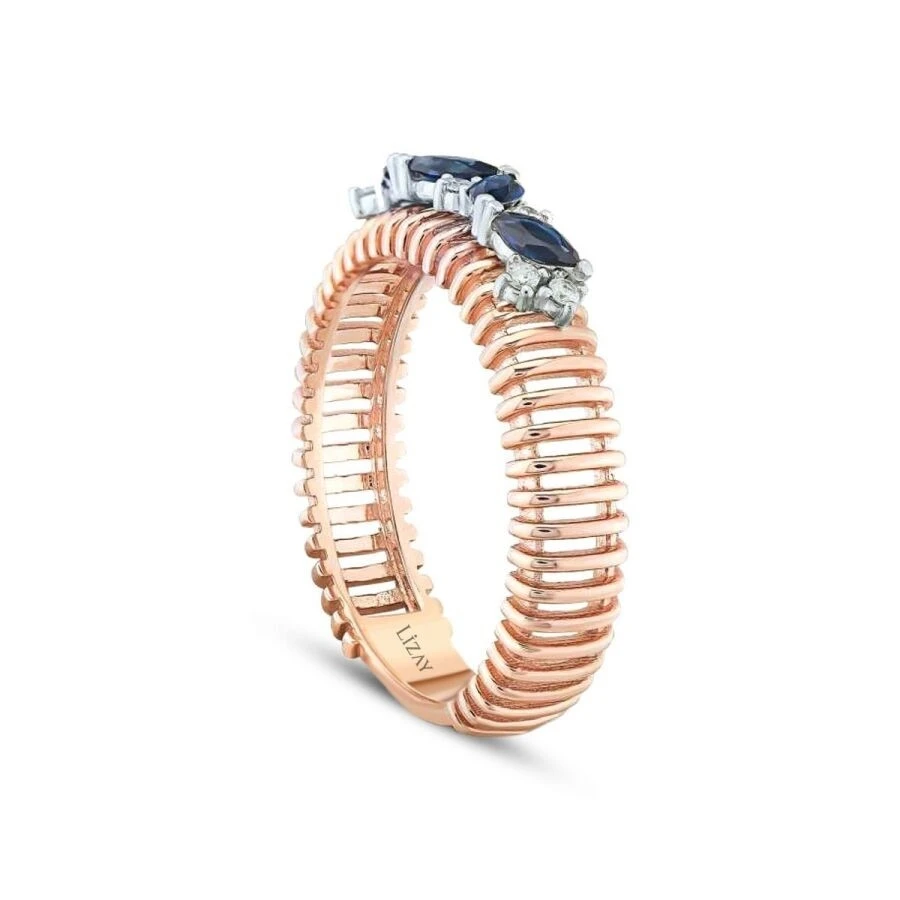 0.39 Karat Pırlanta Safir Yüzük - 2