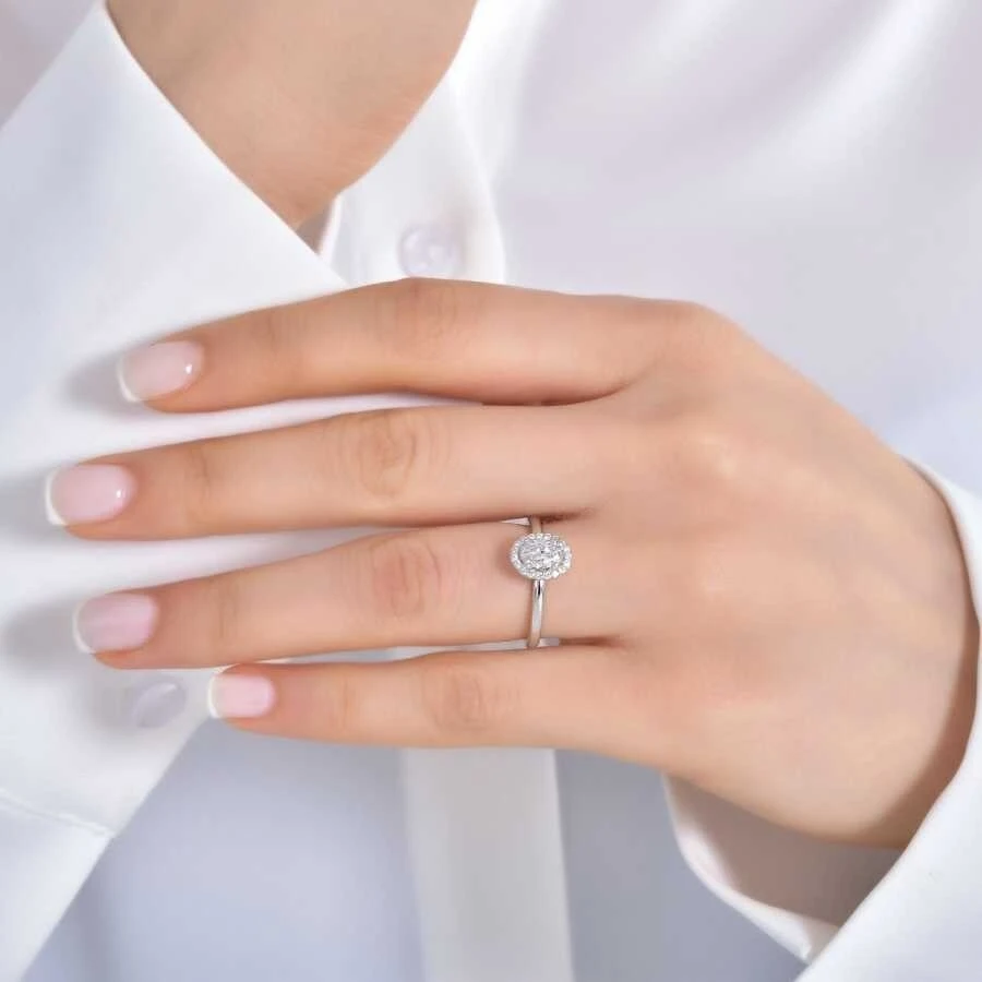 0.40 Karat Pırlanta Oval Tektaş Yüzük - 3