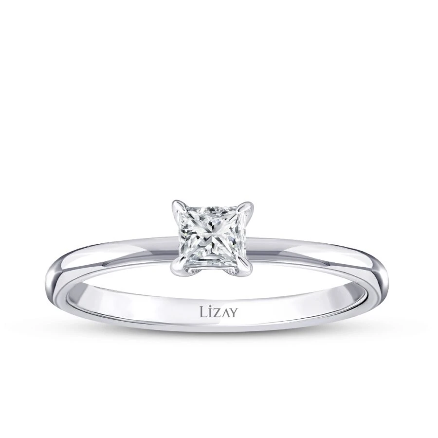 0.40 Karat Pırlanta Prenses Tektaş Yüzük - 1