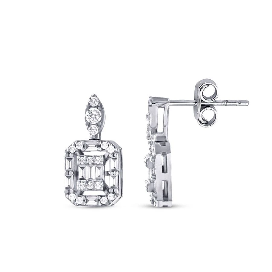 0.41 Karat Pırlanta Baget Küpe - 1