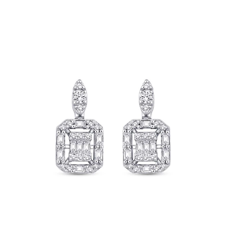 0.41 Karat Pırlanta Baget Küpe - 2